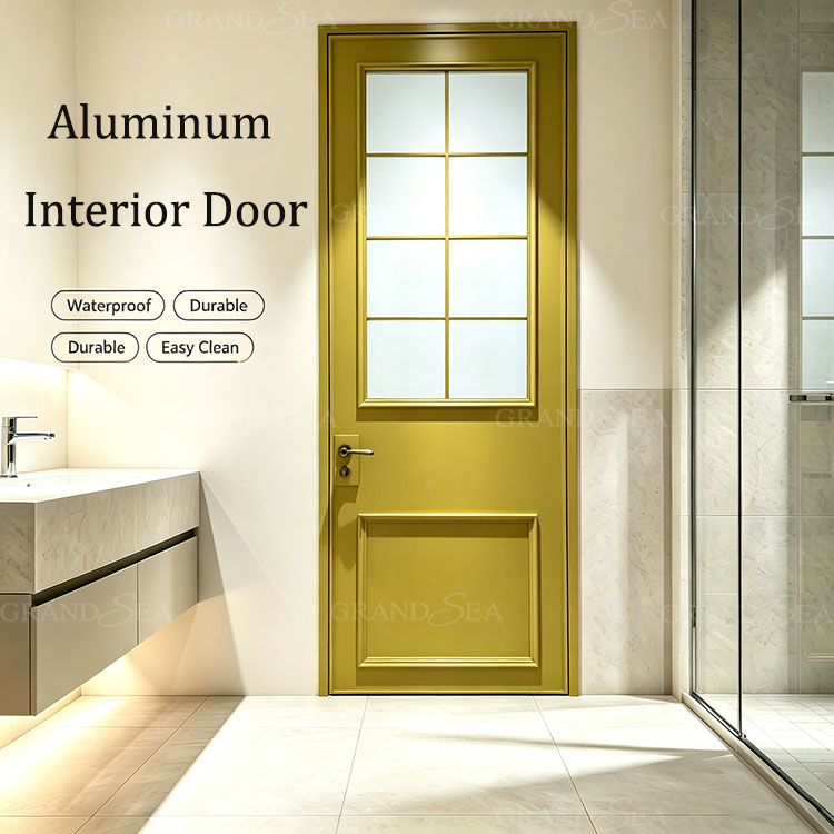 Retro aluminum frosted glass door
