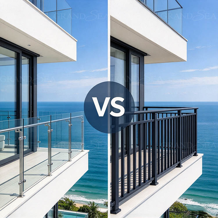 glass balustrade aluminum railing