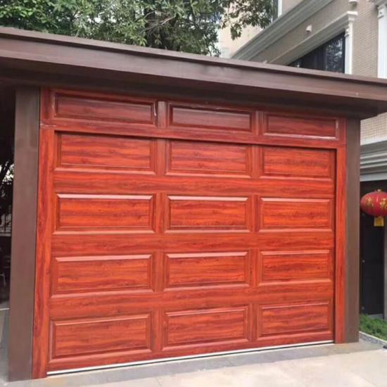 aluminum wooden grain garage door