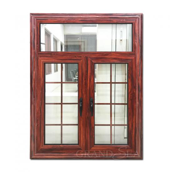 Wooden color aluminium casement window