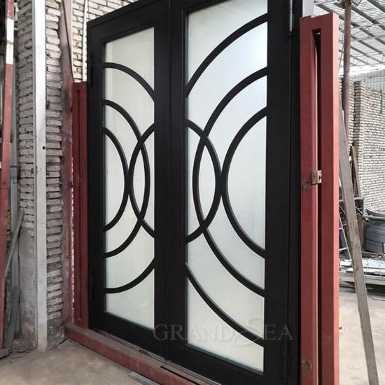 black wrought iron door