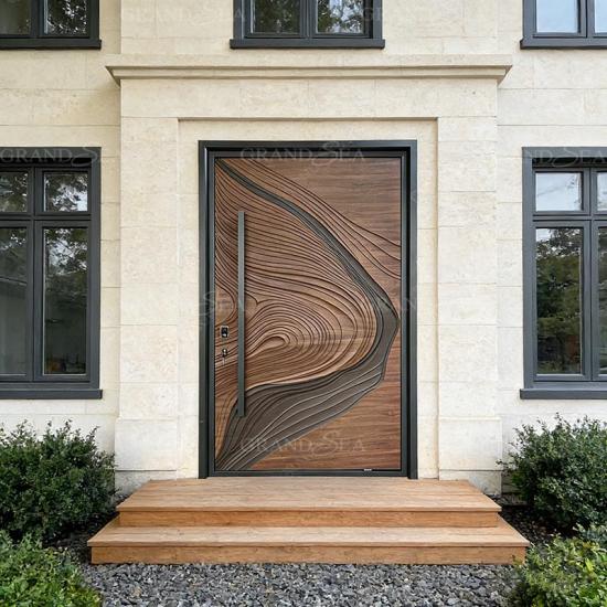 porte d'entrée pivotante en bois