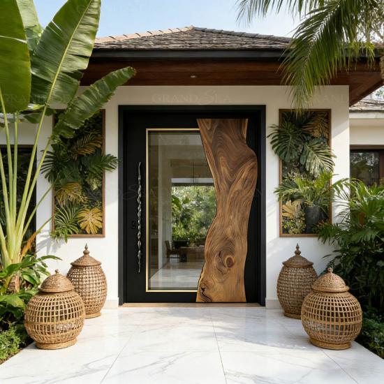 porte pivotante horizontale en verre