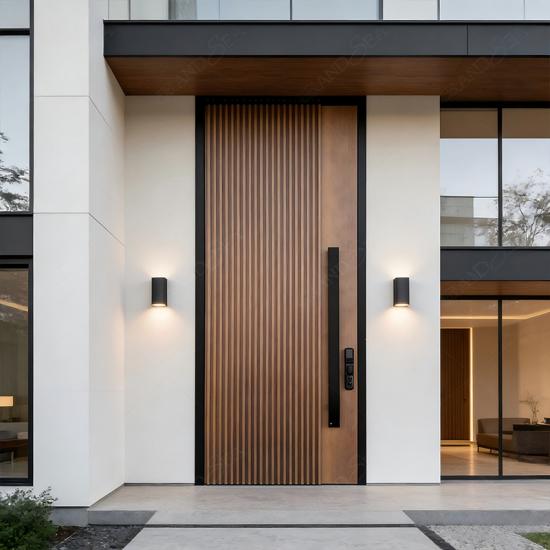 porte d'entrée pivotante en bois massif