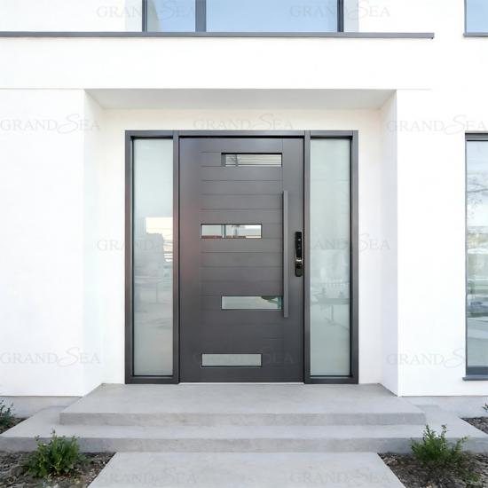 Porte d'entrée en aluminium avec imposte latérale