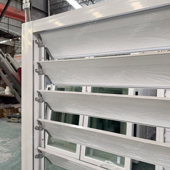 white aluminum louver window