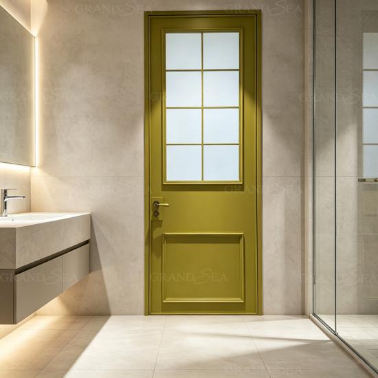 Porte rétro en aluminium avec verre dépoli