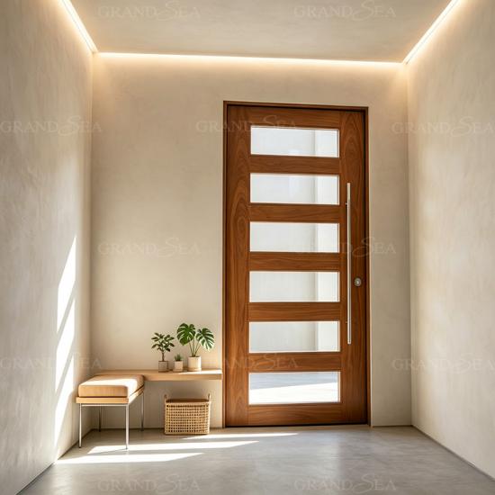 wood glass pivot front doors