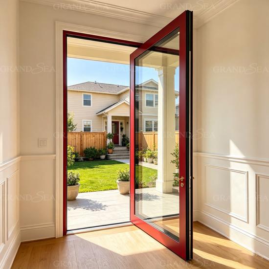 porte pivotante en aluminium et verre
