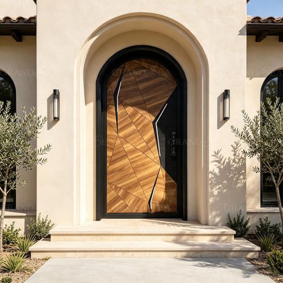 arched carved wood doors